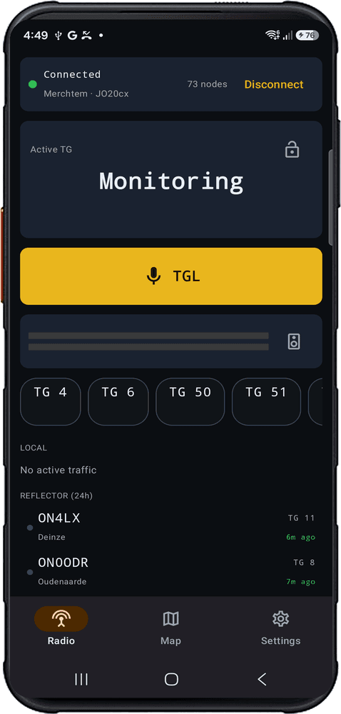 SVXConnect running on the Samsung XCover 7 Pro